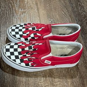 Red Drip Slip On Vans